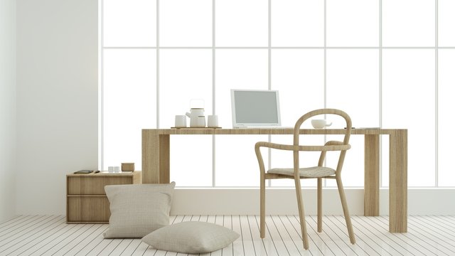 The interior relax space 3d rendering and background minimal japanese