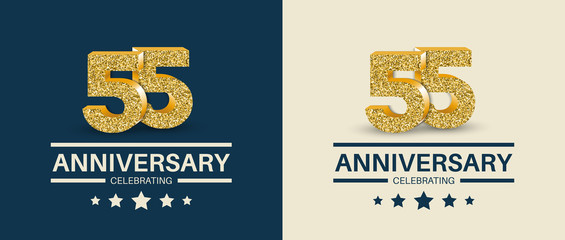 55th Anniversary celebrating cards template. Vector illustration.
