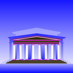 Fototapeta premium Stylized museum building on a blue background.