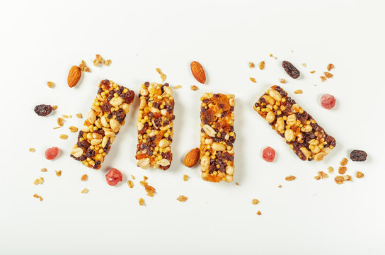 Granola Bars Isolated On White Background.