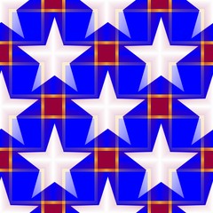 Seamless decorative pattern with a five-pointed stars in a translucent colors 