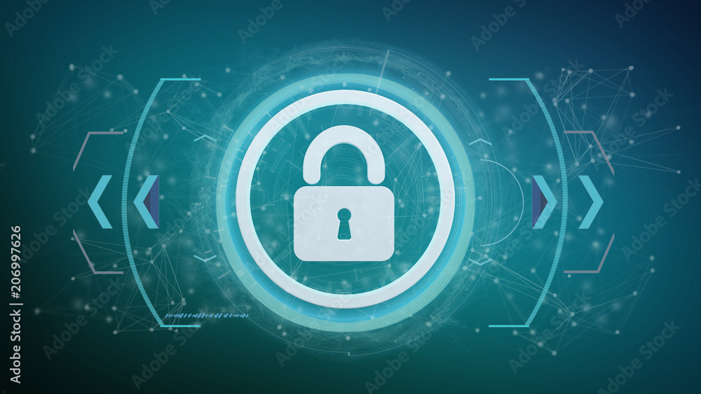 Poster technology security icon on a circle isolated on a background 3d rendering
