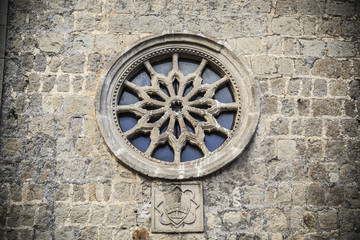 Rose window of Viterbo Cathedral in Viterbo, italy