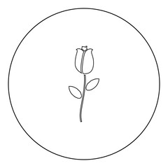 Rose icon black color in circle