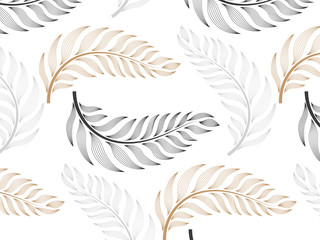 Obraz premium linear vector pattern, repeating abstract Geometry background, gray line of leaf or flower, floral. graphic clean design for fabric, wallpaper etc. pattern is on swatches panel.