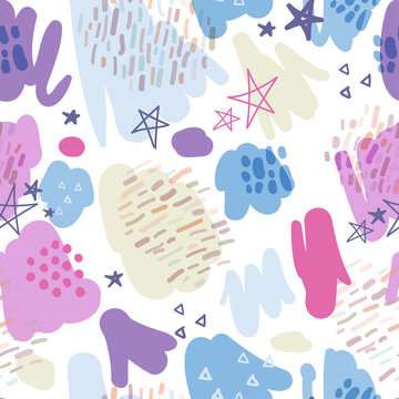 Trendy scribbles seamless pattern in pastel colors