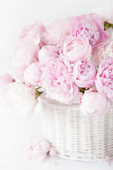 beautiful pink peony flowers bouquet in vase
