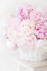 beautiful pink peony flowers bouquet in vase