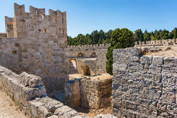 Ruins of city walls next to Grand master palace (Rhodes, Greece) © lubos K