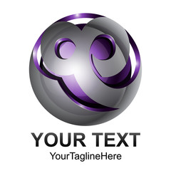 Creative abstract sphere vector logo design template element. Colored silver purple concept icon