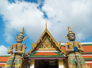 Fototapeta na wymiar Wat Phra Kaew - the Temple of Emerald Buddha in Bangkok, Thailand