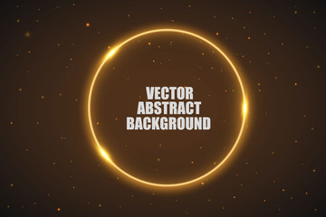 Naklejka premium Vector golden frame with lights effects. Shining rectangle banner. Isolated on black transparent background. Vector illustration, eps 10.