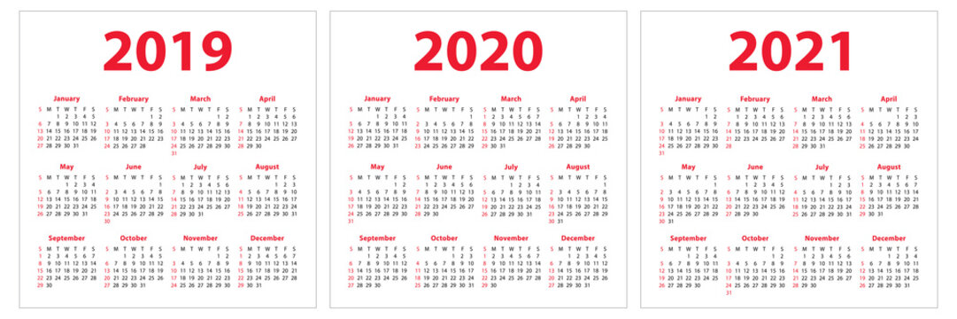 2019 год по календарям