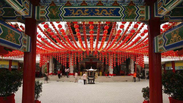 Traditional Thean Hou Chinese Temple, Kuala Lumpur, Malaysia, Southeast Asia, Asia, Time lapse