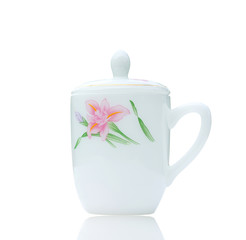 flower white cup on white background