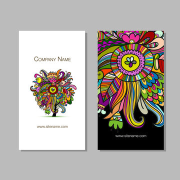 Business cards design, floral background