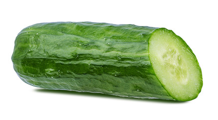 Fresh cucumber isolated on white background with clipping path
