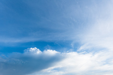 Cirrostratus cloudscape or Fluffy cirrus clouds on blue sky,