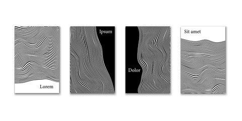 Abstract cover design set. Vector monochrome banner, poster or card cover templates.