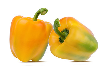 Fresh sweet  yellow pepper bell isolated on white background with clipping path