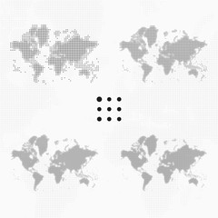 Fototapeta na wymiar Set of dotted world maps. Vector illustration.