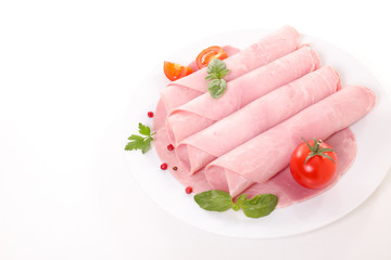 slice of ham rolled