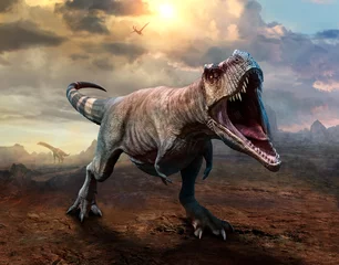 Fotobehang Tyrannosaurus rex scene 3D illustration © warpaintcobra
