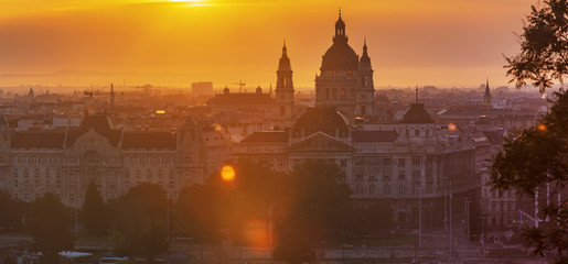 Fototapeta premium Sunrise over Skyline of Budapest, Hungary 