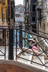 Bridge over small venetian canal, Venice, Italy