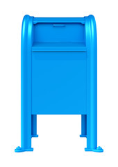 3D Rendering Blue Postbox on White