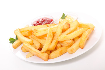 fried french fries and sauce