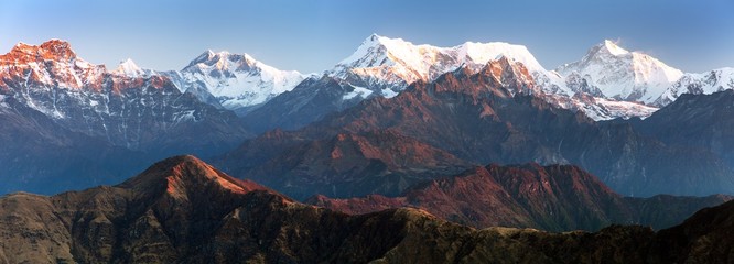 mounts Everest Lhotse and Makalu, great himalayan range - obrazy, fototapety, plakaty