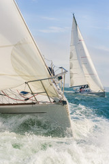 Naklejka premium Two Sailing Boat Yachts at sea