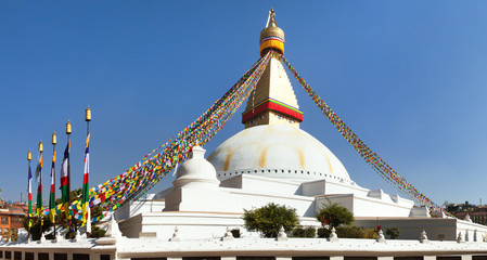 stupa with prayer flags