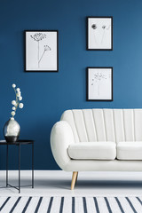 Floral posters and sofa