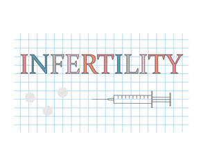 Infertility word on checkered paper sheet- vector illustration