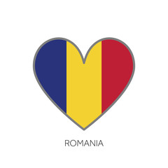 Romania flag romance love heart shaped vector icon