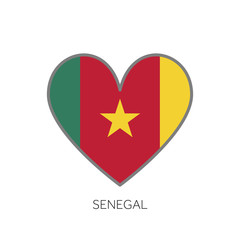 Senegal flag romance love heart shaped vector icon