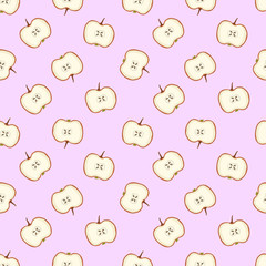 Fototapeta premium Beautiful vector hand drawn seamless pattern. Apple fruit.
