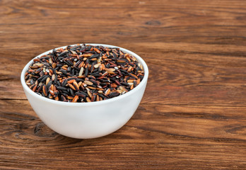 Black rice in a bowl