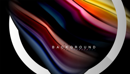 Liquid fluid colors holographic design with metallic style line shape