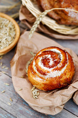 baking bun with coconut