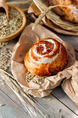 baking bun with coconut