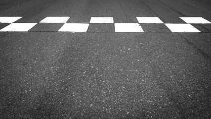 Start and Finish motor race line asphalt on grand prix street circuit, Checkered line on racing...