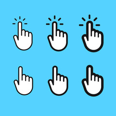 Obraz premium Hand clicking icon, cursor linear vector collection
