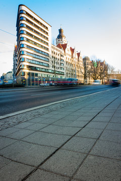 Dreieckiges Trias-Hochhaus in Leipzig