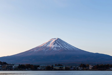 Mt Fuji at sunrise veiw from lake kawaguchiko, Yamanashi,Japan.