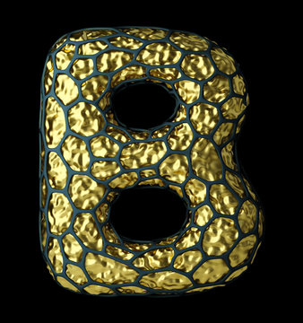 Letter B made of natural snake skin texture. 3D rendering