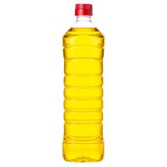 Bottle of sunflower oil on white background isolation