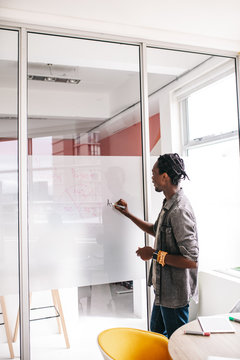 african businessman having conference in meeting room
